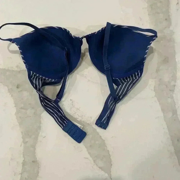 Calvin Klein Navy Blue Stripe Lightly Lined T Shirt Bra 34B - Picture 3 of 6